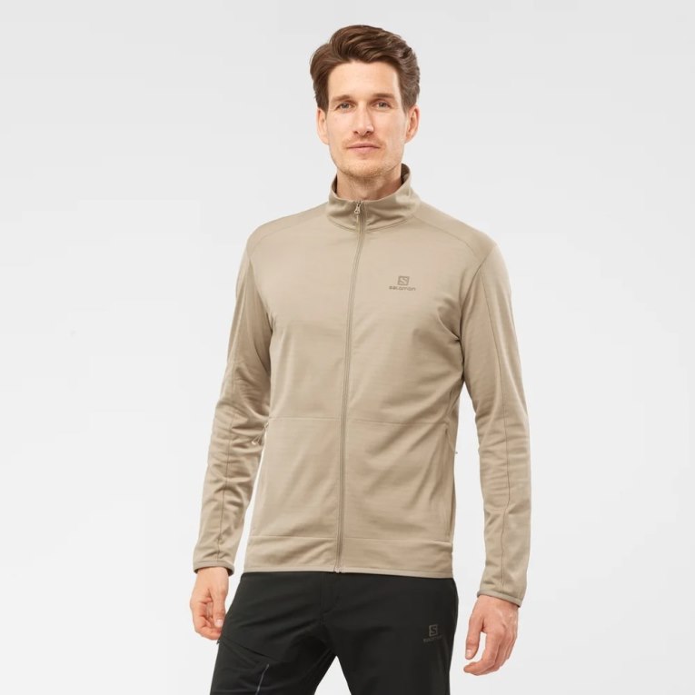 Chaquetas Salomon Essential Lightwarm Full Zip Hombre Beige | MX CPON301